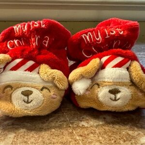 Cozy My First Christmas baby booties